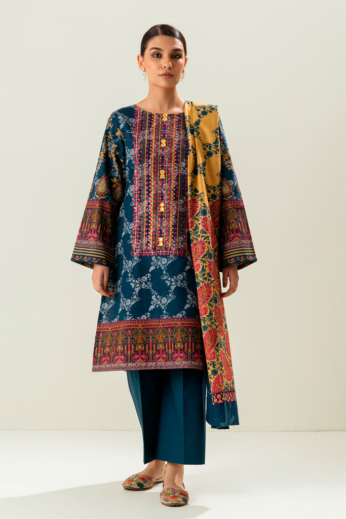 Navy Blue Embroidered Suit - Style Us