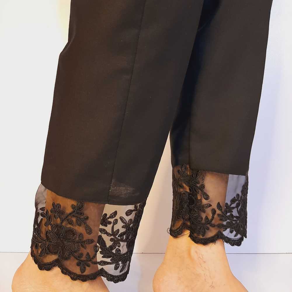 Off-White Cotton Lace Narrow Trouser | Women trousers design, Womens pants  design, Pants women fashion